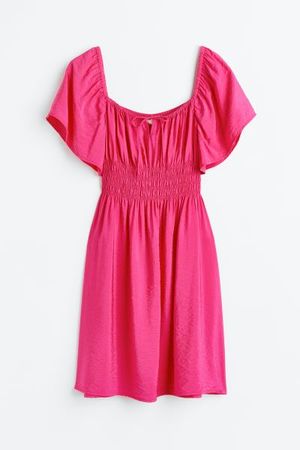 Smocked-waist Dress - Cerise - Ladies | H&M US