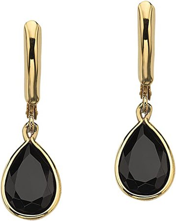 Amazon.com: Pera Genuine Negro Onyx 14 K Yellow Gold-Plated Drop arete: Jewelry