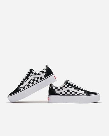 Vans Women's Old Skool Platform Shoes Checkerboard Black/White | SOLE FINESS