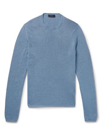 Prada Blue Cashmere Men’s Sweater