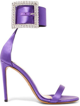 Yasmin Swarovski Crystal-embellished Satin Sandals - Purple