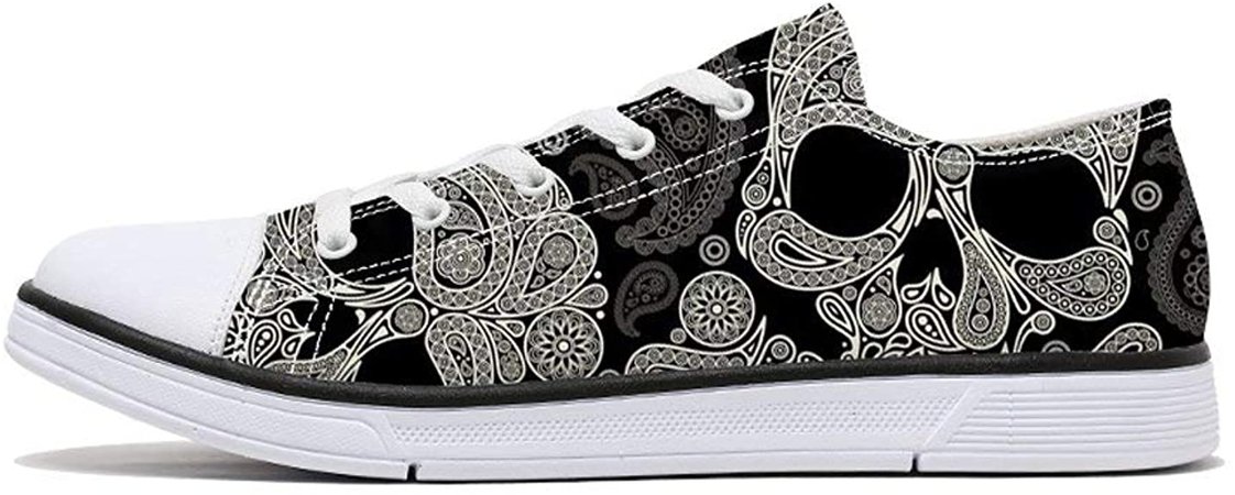 FIRST DANCE Women Men Skull Printed Shoes Cool Paisley Print Fashion Sneakers for Teen Boys Girls Student Canvas Shoes for Ladies | Fashion Sneakers
