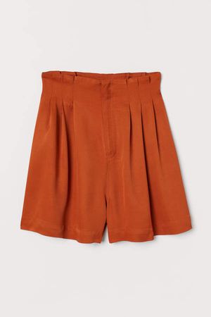 Viscose Twill Shorts - Orange