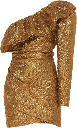 Dundas Gold-Tone Floral Embossed Mini Dress Size: 38