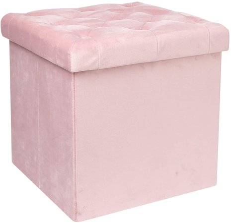 Amazon.com: B FSOBEIIALEO Storage Ottoman Cube, Velvet Tufted Folding Ottomans with Lid, Footstool Rest Padded Seat for Bedroom (Pink, Medium): Furniture & Decor
