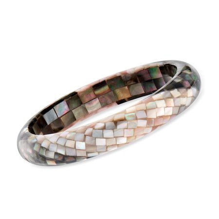 Ross-Simons Abalone Shell and Pink Mother-Of-Pearl Multi-Slice Bangle Bracelet