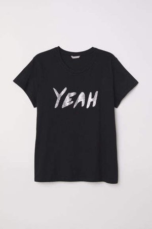 H&M+ Printed T-shirt - Black