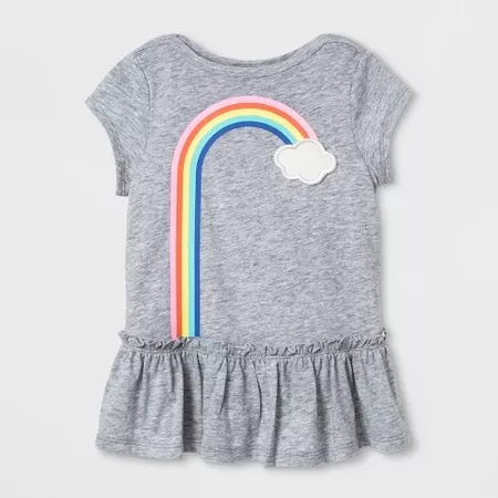 Toddler Girls' Rainbow Cap Sleeve T-Shirt - Cat & Jack Heather Gray : Target