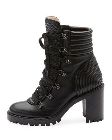 Christian Louboutin Mad Lace-Up Leather Block-Heel Hiker Boots