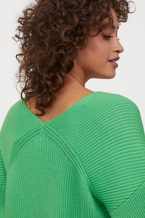 Pullover a V in misto lana - Verde neon - DONNA | H&M IT
