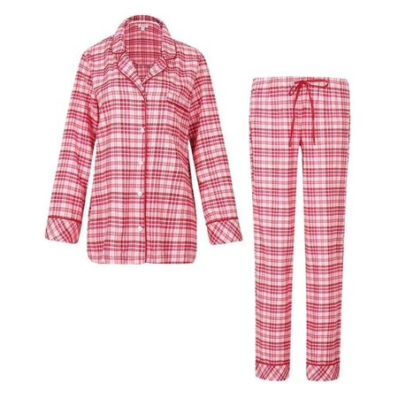 Richie House Women's Pink Plaid Cotton Pajamas Sleepwear Set XS-L