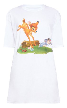 White Disney Bambi Print Oversized T Shirt | PrettyLittleThing USA