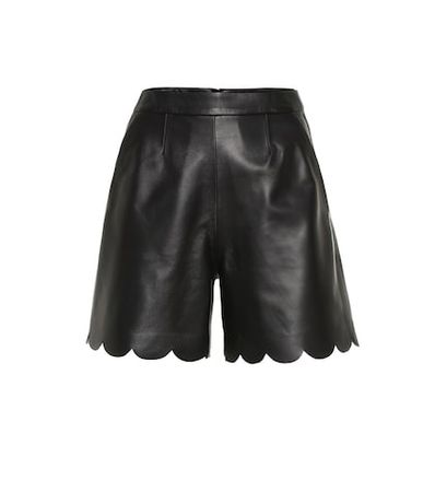 Scalloped leather shorts