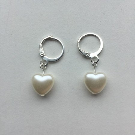 Y2k 2000s Pearly Heart Earrings | Etsy