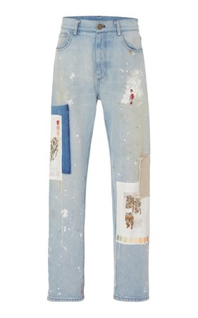 Patchwork Distressed Straight-Leg Jeans by MONSE | Moda Operandi