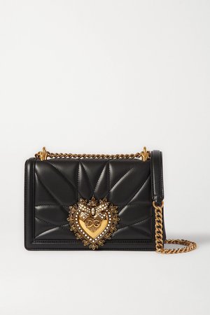 Black Devotion mini embellished quilted leather shoulder bag | Dolce & Gabbana | NET-A-PORTER