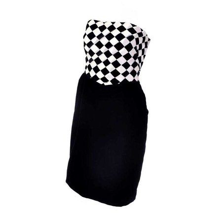 1980s Victor Costa Vintage Dress and Jacket in Black and White Diamond Check For Sale at 1stdibs