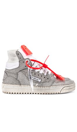 OFF-WHITE Glitter Off Court Sneaker in Silver | REVOLVE