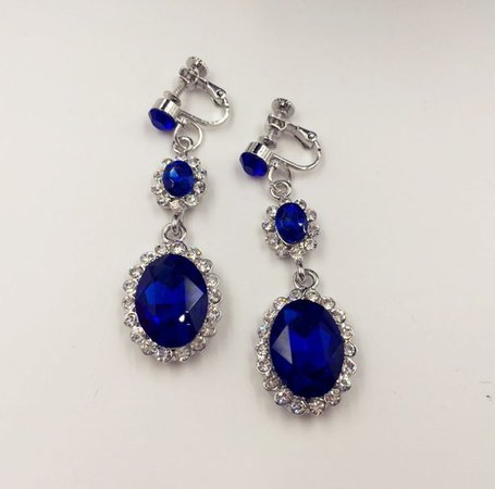 5cm High Sapphire Blue Crystal Tiara Earrings Set Wedding Party Pageant Prom Crown | Wish