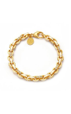 20k Yellow Gold White Enamel & Diamond Link Bracelet By Buddha Mama | Moda Operandi