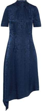 Tiana Asymmetric Silk-blend Jacquard Midi Dress