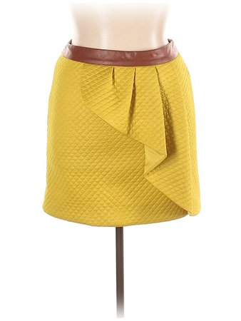 HD in Paris 100% Acetate Color Block Yellow Casual Skirt Size 16 - 80% off | thredUP