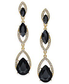 INC International Concepts I.N.C. Gold-Tone Crystal Triple Drop Earrings, Created for Macy's & Reviews - Fashion Jewelry - Jewelry & Watches - Macy's