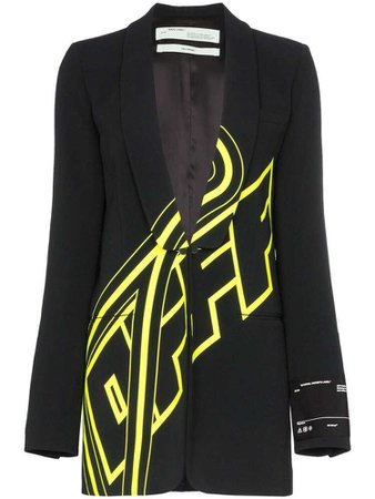 Off-White Logo-print relaxed-fit blazer jacket - Black