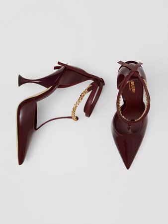 burberry brown gold detail heels