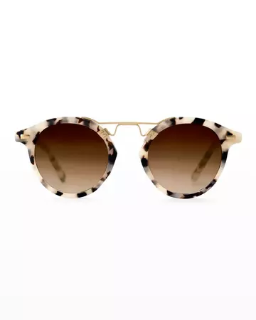 KREWE St. Louis Round Gradient Sunglasses, Rose/White Tortoise | Neiman Marcus