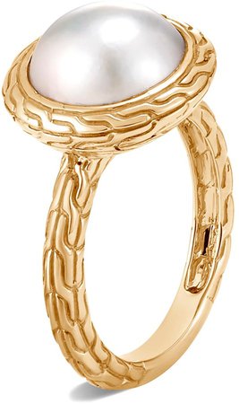 Classic Chain 18K Gold Mabe Pearl Ring