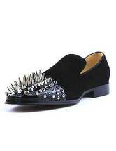 Black Spike Shoes Men's Suede Round Toe Rivet Casual Shoes - Milanoo.com