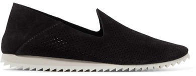 Cristiane Perforated Suede Slip-on Sneakers - Black