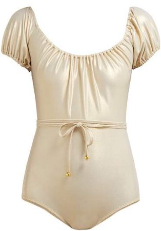 Leandra Off The Shoulder Swimsuit - Womens - Gold