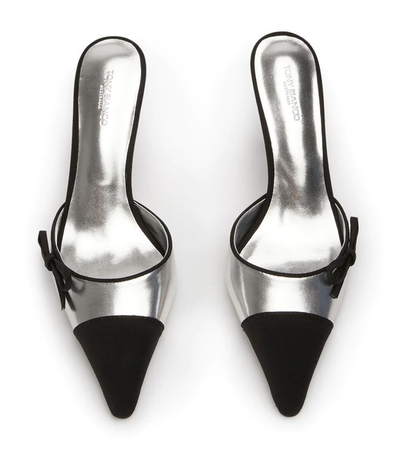 black and silver pointed pumps