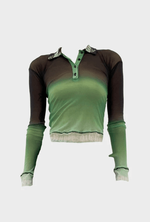 Ottolinger knitted mesh green polo top