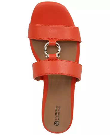 Giani Bernini Caitlynn Slip-On Memory Foam Hardware Flat Sandals, Created for Macy's - Macy's