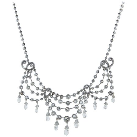 Edwardian Diamond Necklace in Platinum For Sale at 1stDibs | edwardian jewelry