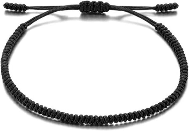 Amazon.com: kelistom Handmade String Bracelet for Women Men Teen Girls Boys Simple Red Black Braided Adjustable Charm Bracelets Minimalist Jewelry (4-black braided): Clothing, Shoes & Jewelry