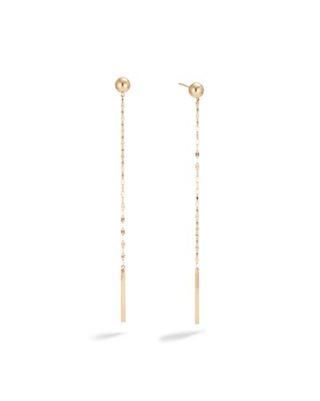 Lana 14k Gold Bead & Linear Chain Earrings | Neiman Marcus