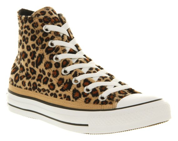 Converse All Star Hi Leopard Print Faux Fur Smu Trainers Shoes