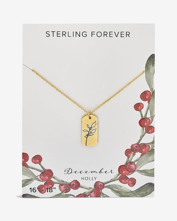 Sterling Forever December 'Holly' Birth Flower Necklace