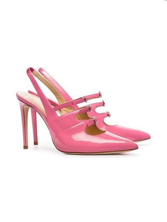 Liudmila pink Bimba 100 triple strap slingback patent leather pumps $321 - Buy Online - Mobile Friendly, Fast Delivery, Price