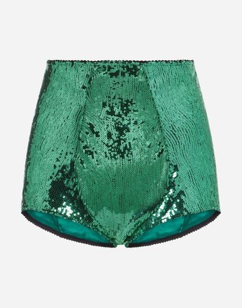 dolce and Gabbana sequin green shorts