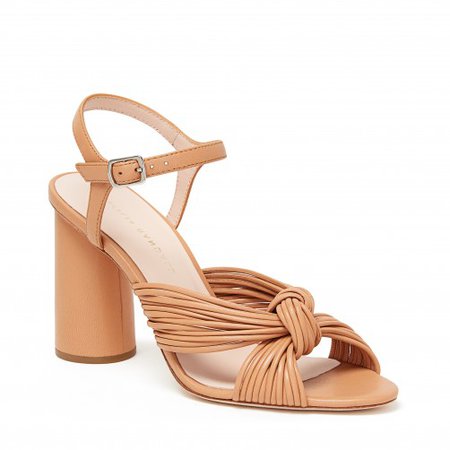 Loeffler Randall | Cece Knot Heel Ankle Strap Sandal |Tan |Shoes