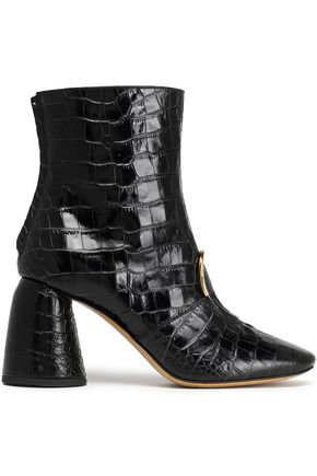 Croc-effect leather ankle boots | ELLERY | Sale up to 70% off | THE OUTNET