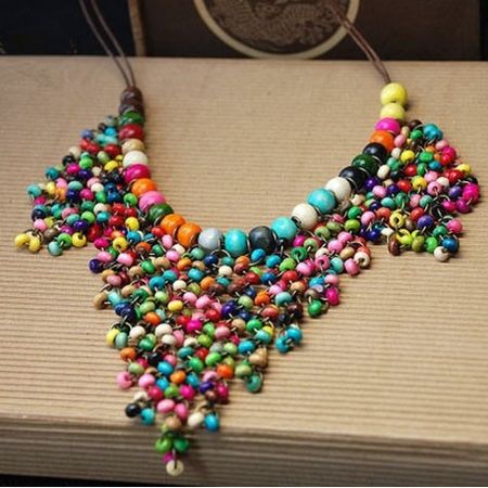 Wooden Necklace Colorful