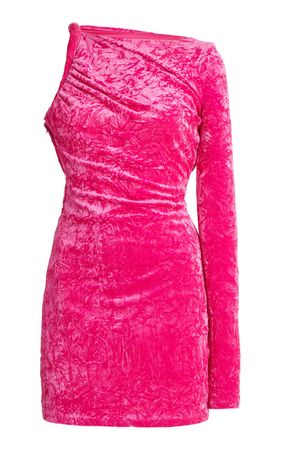One-Shoulder Crushed Stretch-Velvet Mini Dress By Versace | Moda Operandi