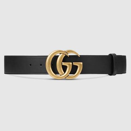 black leather Leather belt with Double G buckle | GUCCI® US