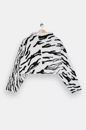 Black and White Spliced Zebra Sweatshirt | Topshop